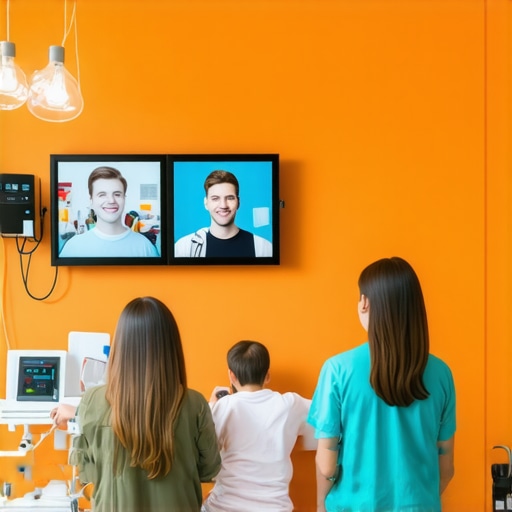 Family Dental Care with Modern Technology Family consulting with dentist using digital tools in a modern clinic