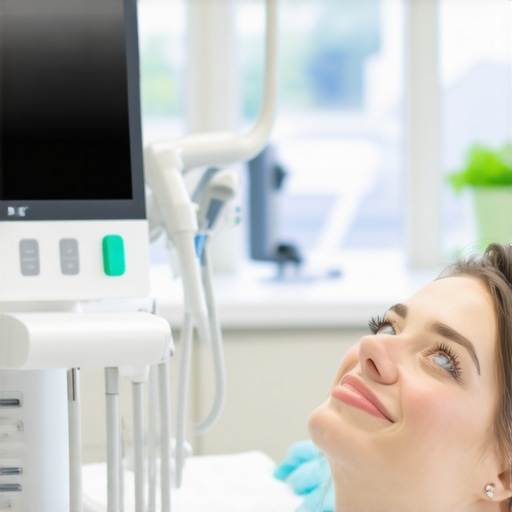 Modern Dental Clinic with Advanced Technology Patient receiving dental care in a high-tech clinic