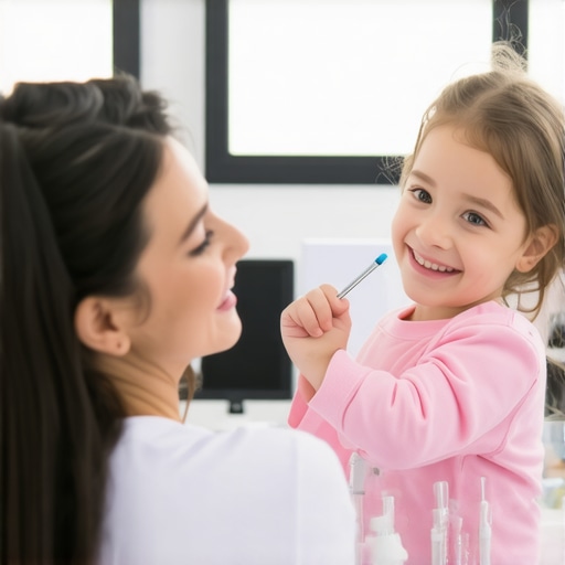 Family receiving dental care in a high-tech clinic.