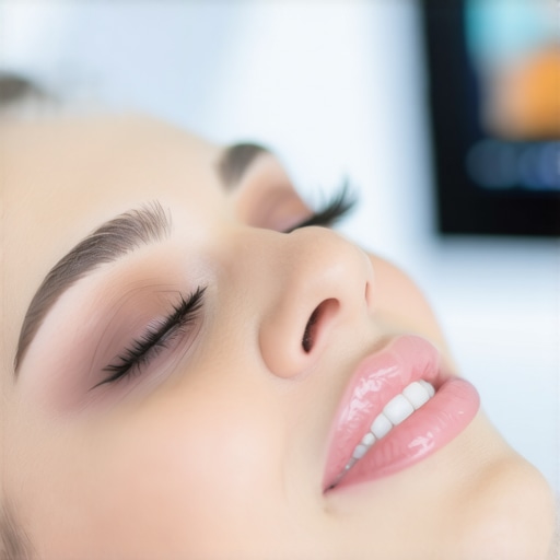 A dentist performing laser teeth whitening with high-tech equipment in a modern clinic.