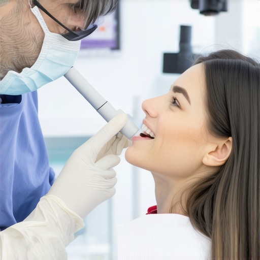 Dentist using intraoral scanner to create a 3D model of patient's teeth