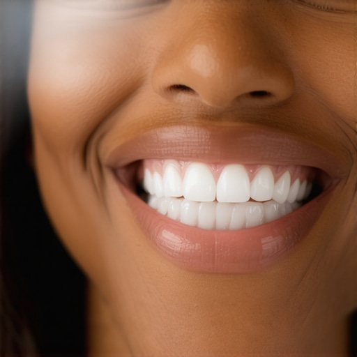 Digital smile design and enamel preservation Person smiling with digitally designed perfect teeth, symbolizing modern cosmetic dentistry techniques.