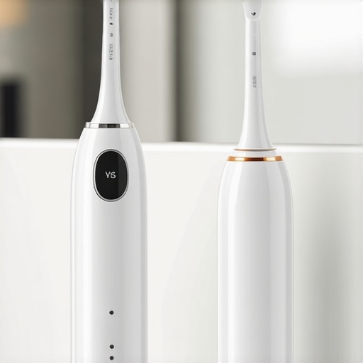 Electric toothbrush and water flosser demonstrating high-tech dental care devices.
