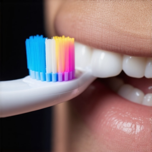 A modern ultrasonic electric toothbrush cleaning teeth effectively.