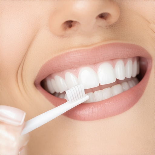 Dentist showing correct toothbrush use