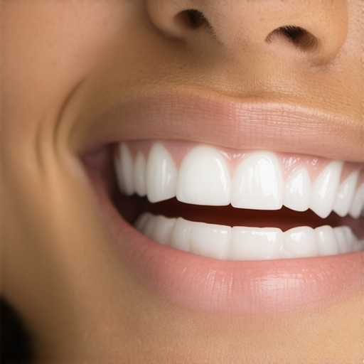 An individual brushing their teeth with an ultrasonic toothbrush for improved stain removal.