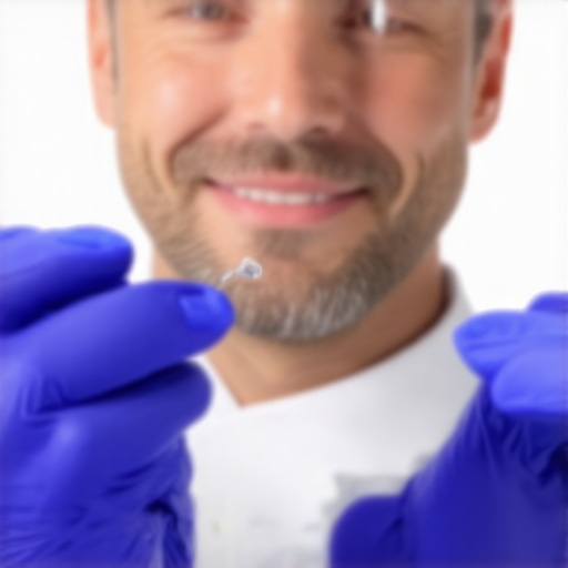 Dentist discussing zirconia dental implants with a patient in a contemporary clinic