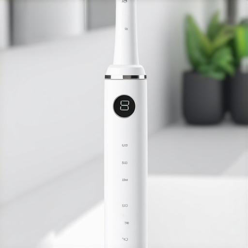 Advanced AI-guided electric toothbrush in a sleek bathroom setting.