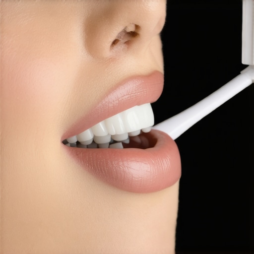 Advanced Electric Toothbrush in Action A person using an electric toothbrush with adaptive technology for improving oral hygiene.