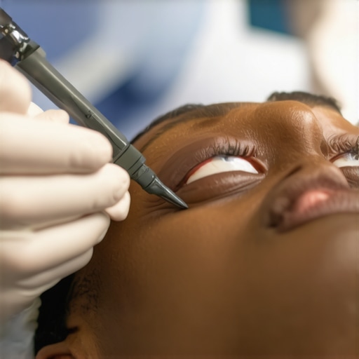 A dentist using high-tech equipment to examine a patient's teeth.