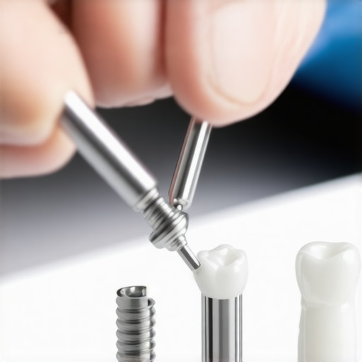 Dentist discussing titanium and zirconia dental implants with a patient