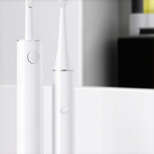 Essential Dental Tools for Long-Term Care Electric toothbrush and water flosser ready for use in a bathroom setting