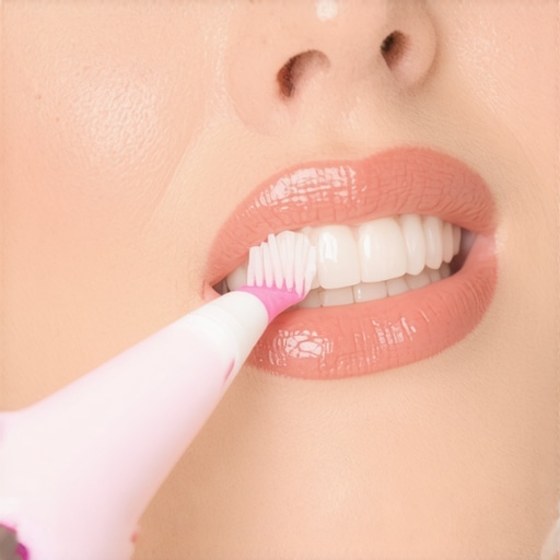 Person using electric toothbrush with gentle strokes along gums