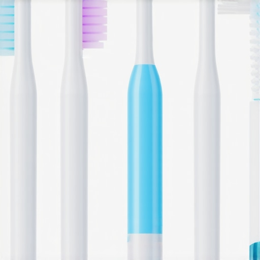 High-Tech Dental Maintenance Tools Ultrasonic toothbrush and water flosser on a dental tray, ready for use in oral health maintenance