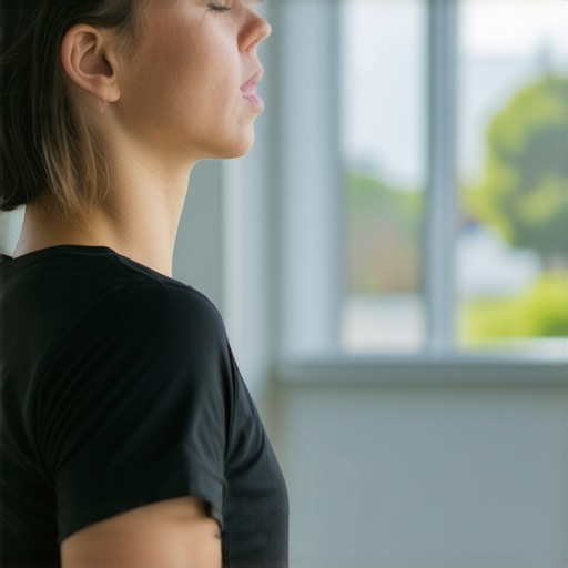 Individual performing nasal breathing exercises to improve oral health