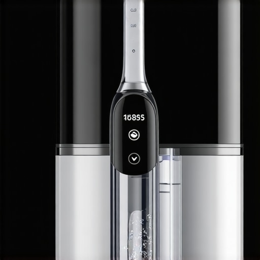 Smart Water Flosser in Action A person using a high-tech water flosser during oral care routine
