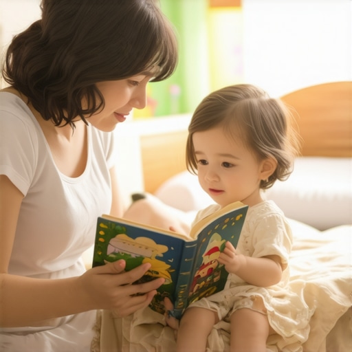 Child and parent enjoying a fairy story together A parent and child reading a fairy story in a decorated, whimsical bedroom
