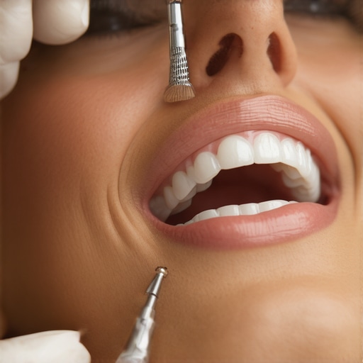 Dental Hygiene in Action Dental hygienist cleaning teeth with modern tools
