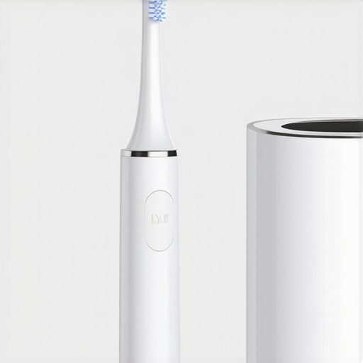 Electric toothbrush being disinfected using a UV sanitizing device in a home bathroom