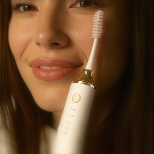Effective and Gentle Oral Hygiene with Modern Tools Person brushing teeth with an electric toothbrush