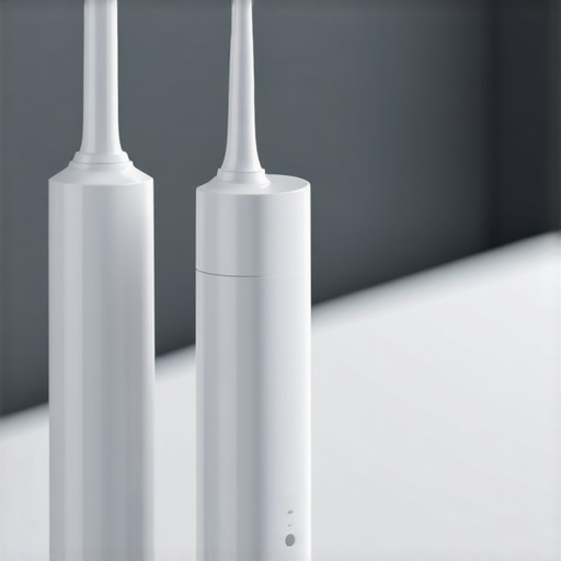 Electric toothbrush and water flosser on a bathroom counter preparing for daily oral hygiene routine
