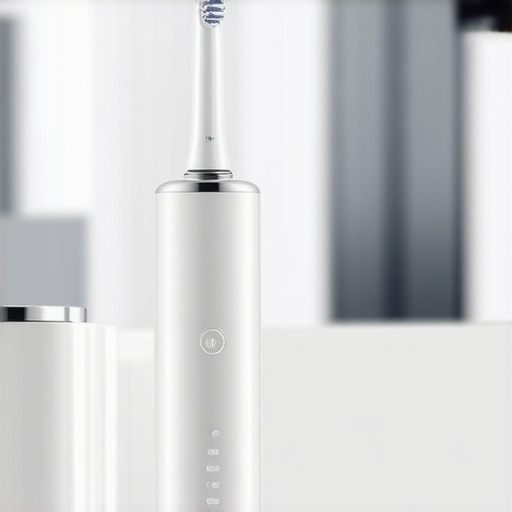 Electric toothbrush with pressure sensor and water flosser on a bathroom counter.