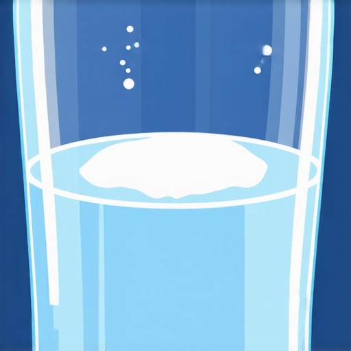 A step-by-step illustration showing a glass of water with baking soda for rinsing after fruit snack