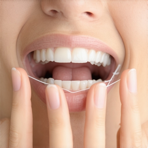 Person flossing their teeth correctly to prevent dental issues