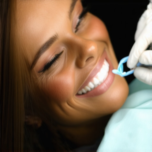 Patient calmly undergoing dental treatment with sedation in a modern dental office