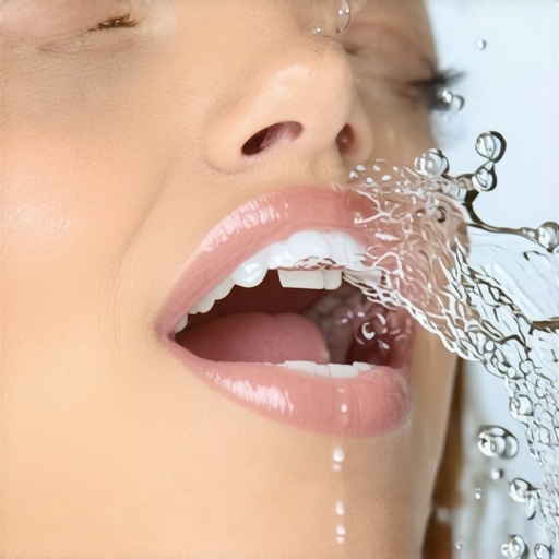 Person rinsing mouth with water after jogging to soothe gums