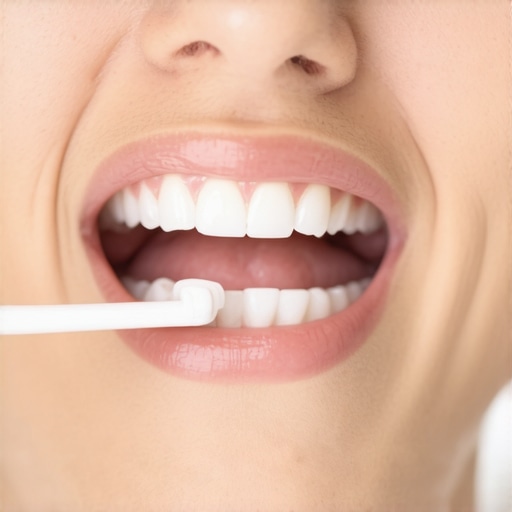 A person flossing their teeth with dental floss