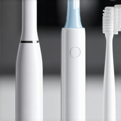 Advanced Dental Tools for Home and Practice High-tech dental care devices ready for use, including toothbrush and water flosser