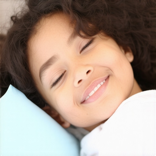 A young child lying calmly during a dental X-ray with a parent offering reassurance