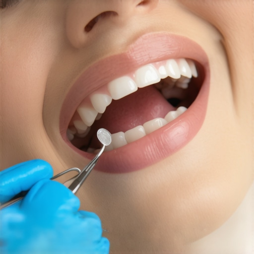 Dental examination with advanced tools Dentist analyzing patient's teeth with high-tech equipment for precise dental care.
