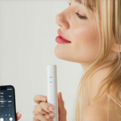 Enhancing Oral Care with Smart Tech Person brushing teeth with a smart electric toothbrush, highlighting advanced oral hygiene tools.