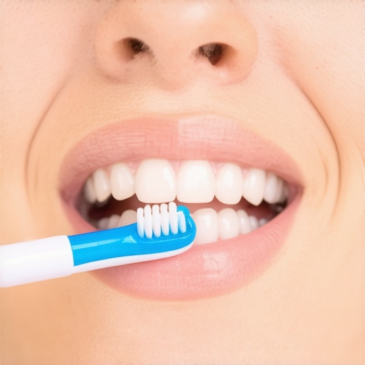 Person brushing gums gently with a soft toothbrush to promote healthy gums.