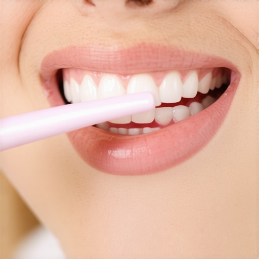Person brushing teeth softly with a toothbrush