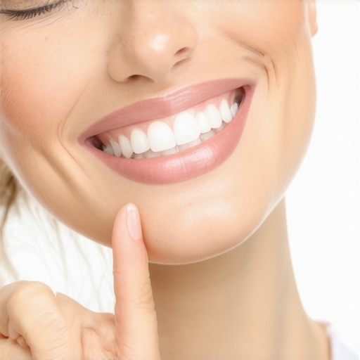 Healthy Dental Crown Smile Person smiling showing a healthy, smooth dental crown in their mouth.