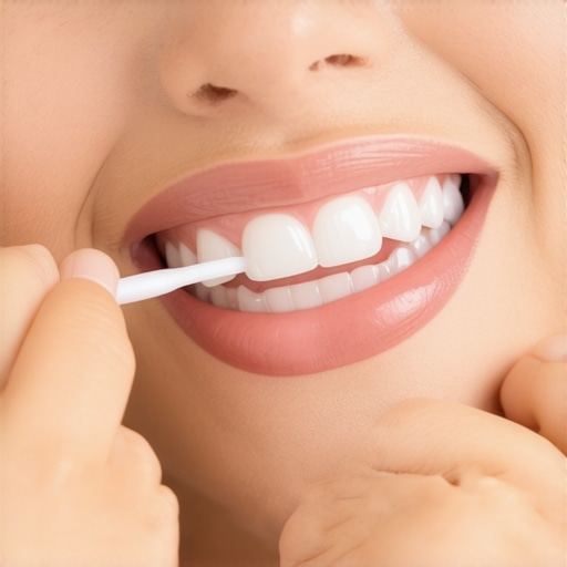 Person gently flossing teeth with dental floss, emphasizing correct method.