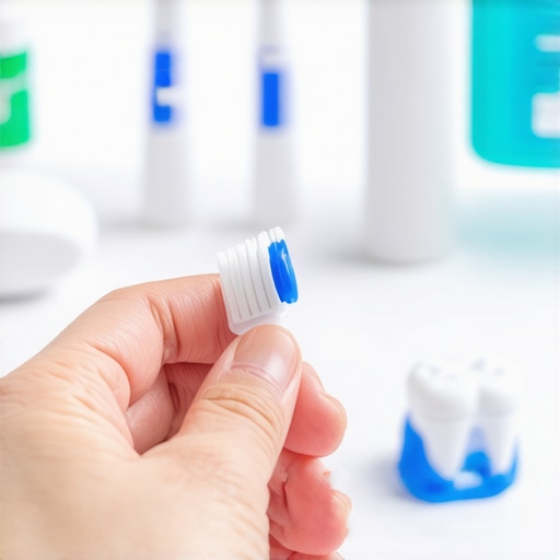 Hand replacing an electric toothbrush head to maintain oral health.