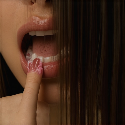 Person checking for white patches on their tongue