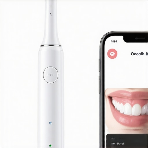 Electric toothbrush with smartphone app for oral health monitoring.