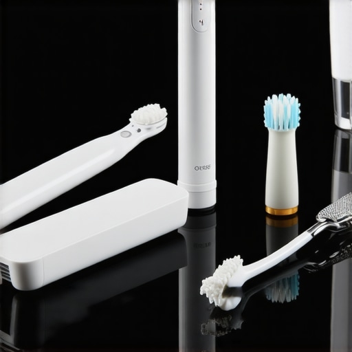 An array of modern electric toothbrushes, flossers, and whitening kits ready for oral health maintenance.