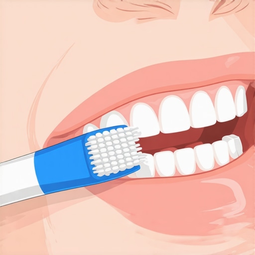 Diagram showing correct teeth brushing to avoid gum damage