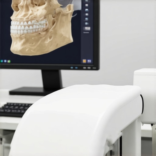 A digital 3D scan of a jawbone used to plan dental implant surgery and prevent facial collapse.