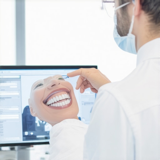 A dentist explaining a digital oral scan to a patient to reduce anxiety through transparency
