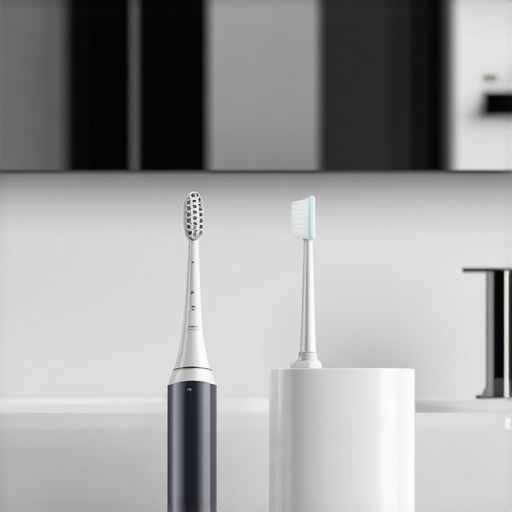Advanced Oral Care Tools for Daily Maintenance Electric toothbrush and water flosser on a bathroom counter representing modern dental hygiene.