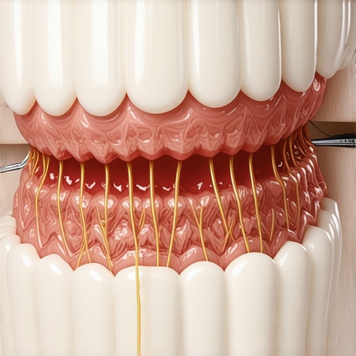 Close-up of a dental model showing the biological width and bone levels necessary for healthy gum contouring.