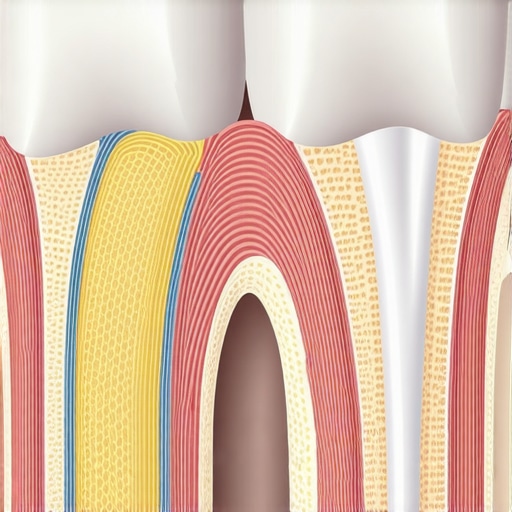 Anatomy of Tooth Discoloration Diagram showing layers of enamel and dentin to explain how thinning enamel leads to yellow teeth