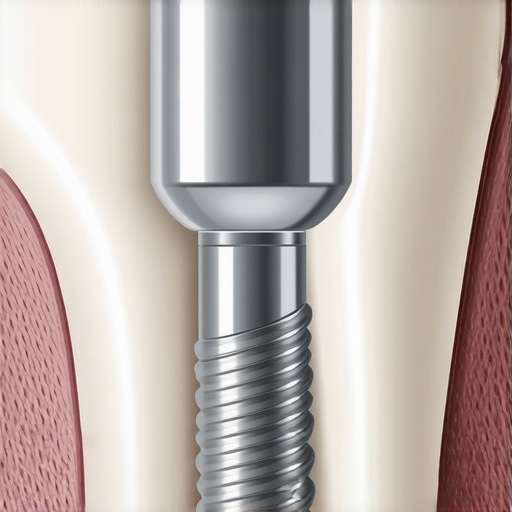 Anatomy of a Successful Dental Implant Integration 3D illustration of a dental implant fused into the jawbone to prevent facial collapse.